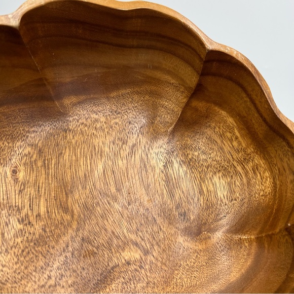 Vintage MCM Mid Century Modern 12” Monkey Pod Solid Turned Wood Retro Salad Bowl - Picture 6 of 7